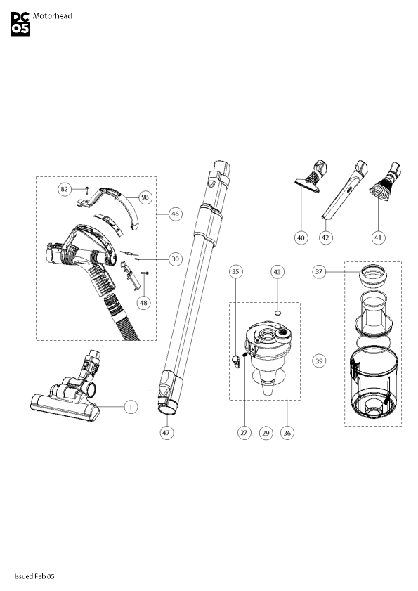 Dyson DC05 Motorhead Cleaner Parts