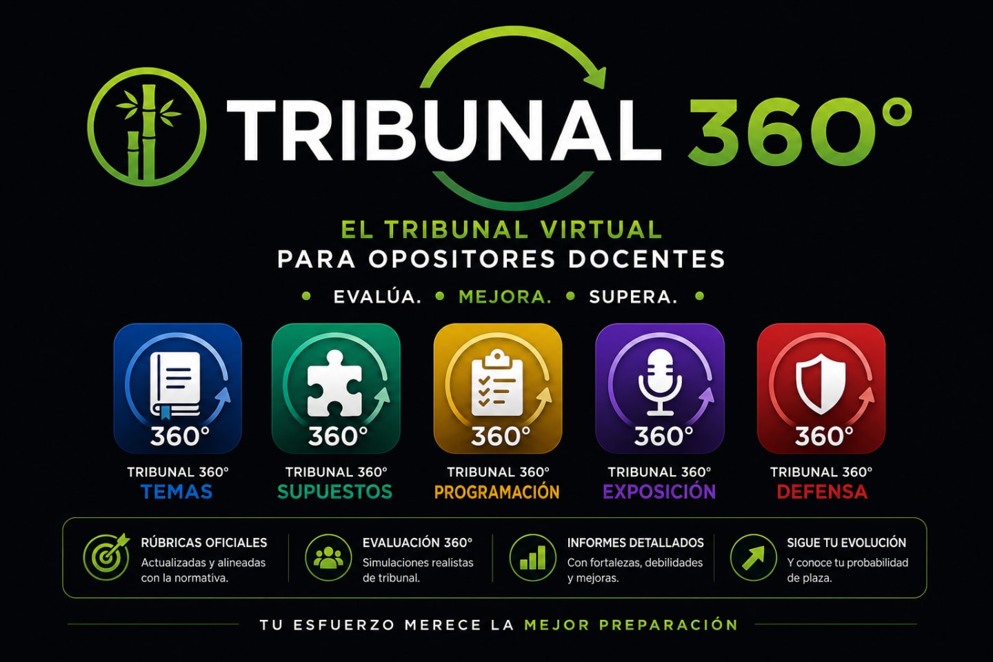 Tribunal 360º: evaluación de temas, supuestos, programación, exposición y defensa