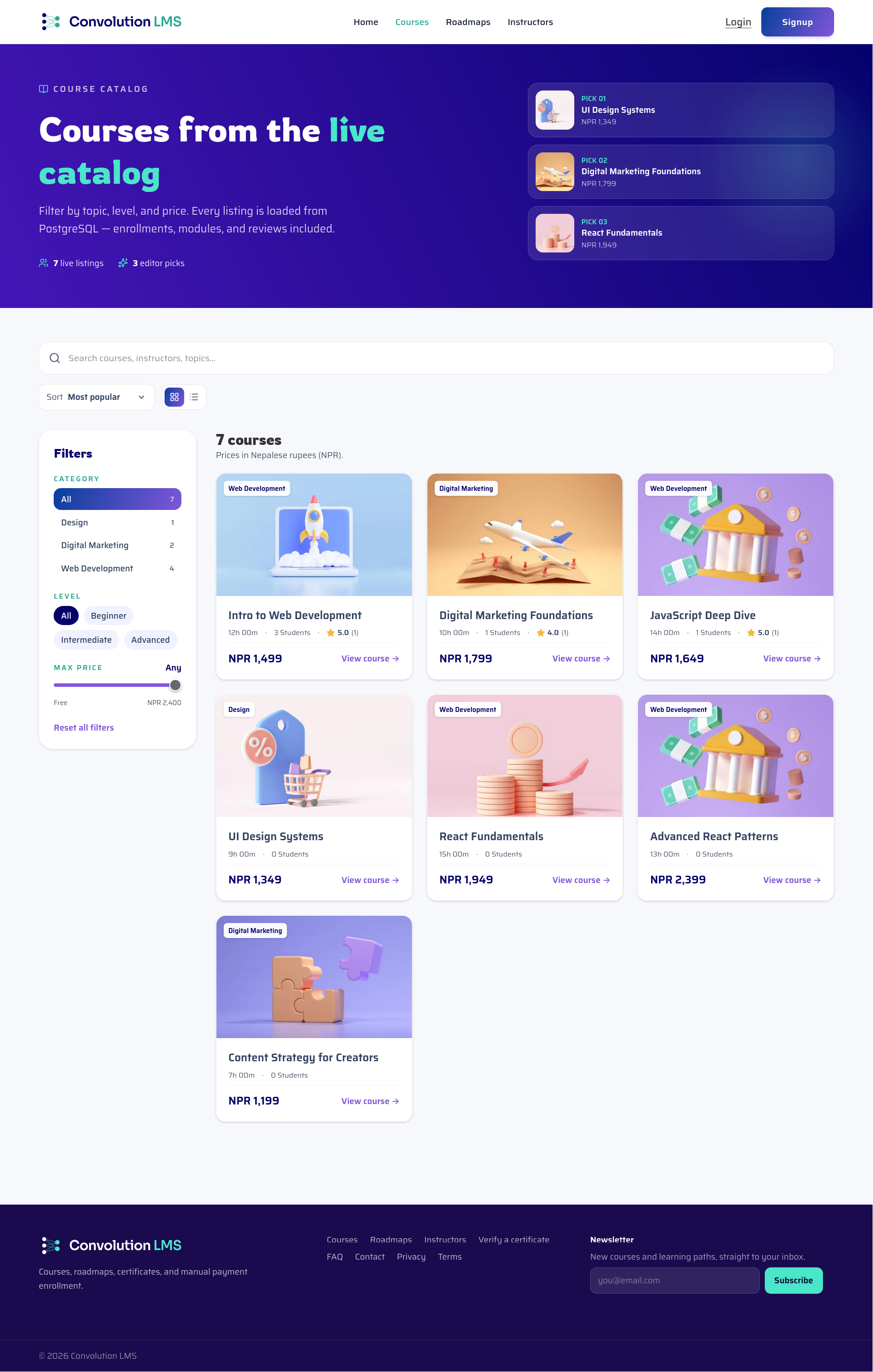 Courses page screenshot 1