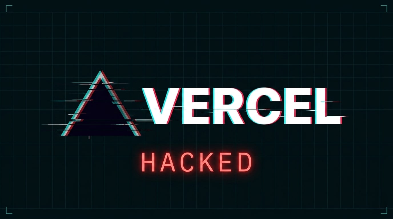 Security breach warning on a developer dashboard with Vercel infrastructure in the background