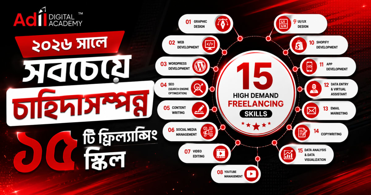 ২০২৬ সালে সবচেয়ে চাহিদাসম্পন্ন ১৫টি ফ্রিল্যান্সিং স্কিল