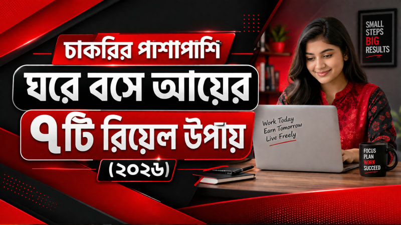 চাকরির পাশাপাশি ঘরে বসে আয়ের ৭টি রিয়েল উপায় (২০২৬)