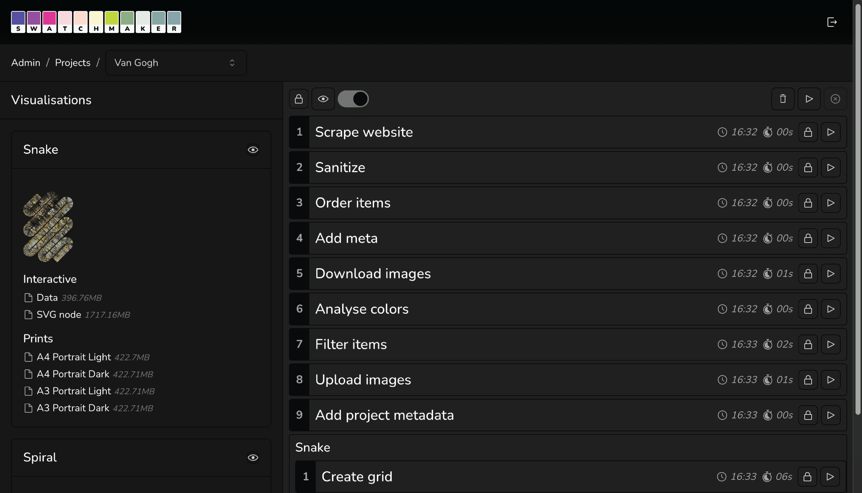 Screenshot of backend app