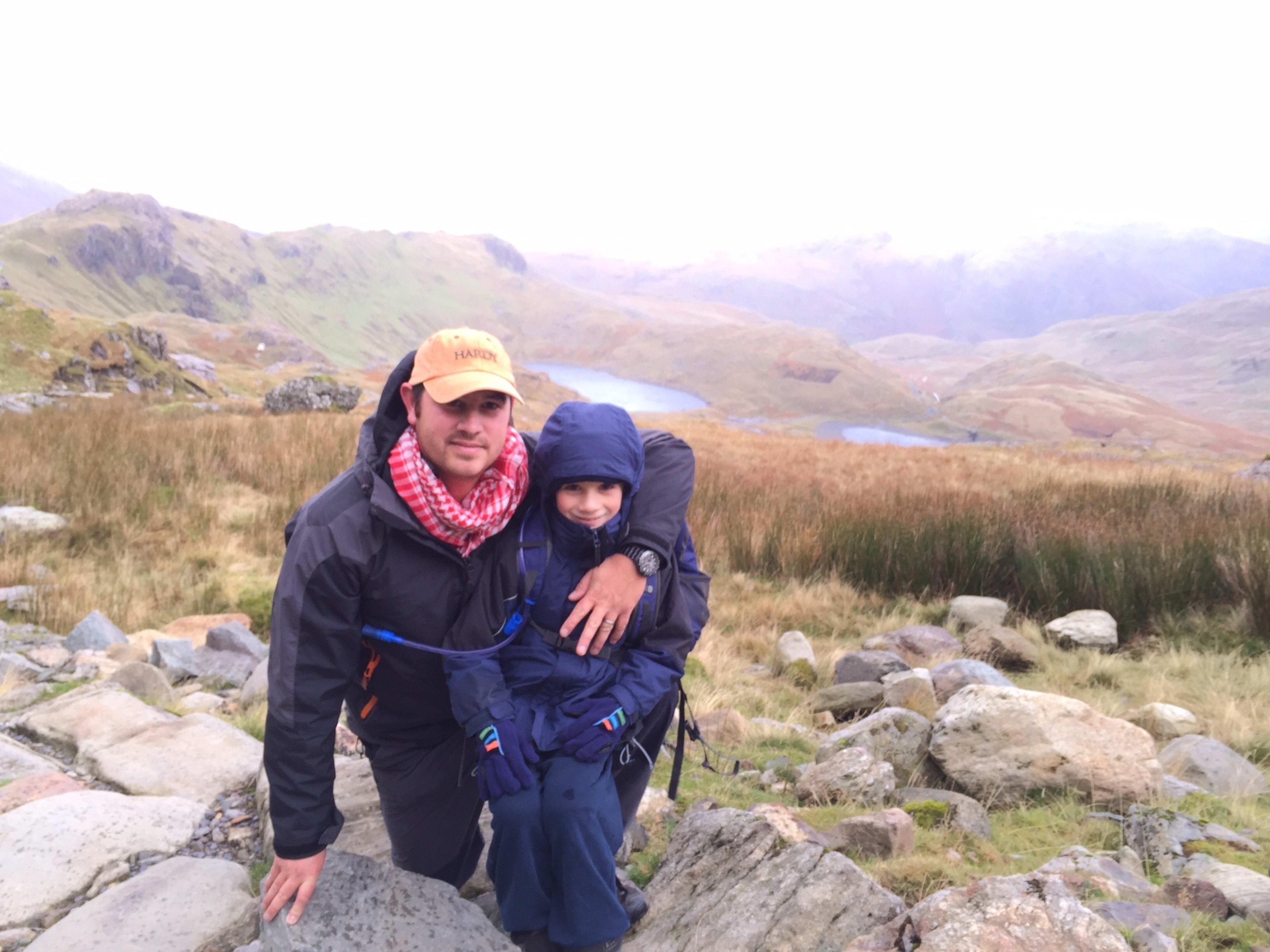 Nick and young Charlie mountain hiking in the Highlands
