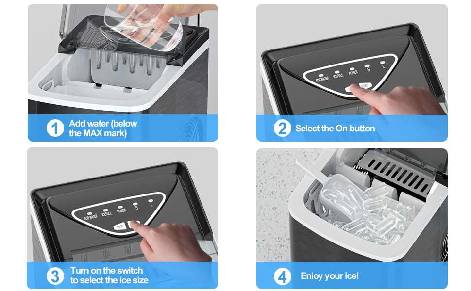 SPECILITE Ice Makers Countertop, Compact Ice Machine Maker, Self Cleaning -  26Lbs/24H, 9 Ice Cubes S/L in 6-8 Mins, Portable Icemaker with Ice