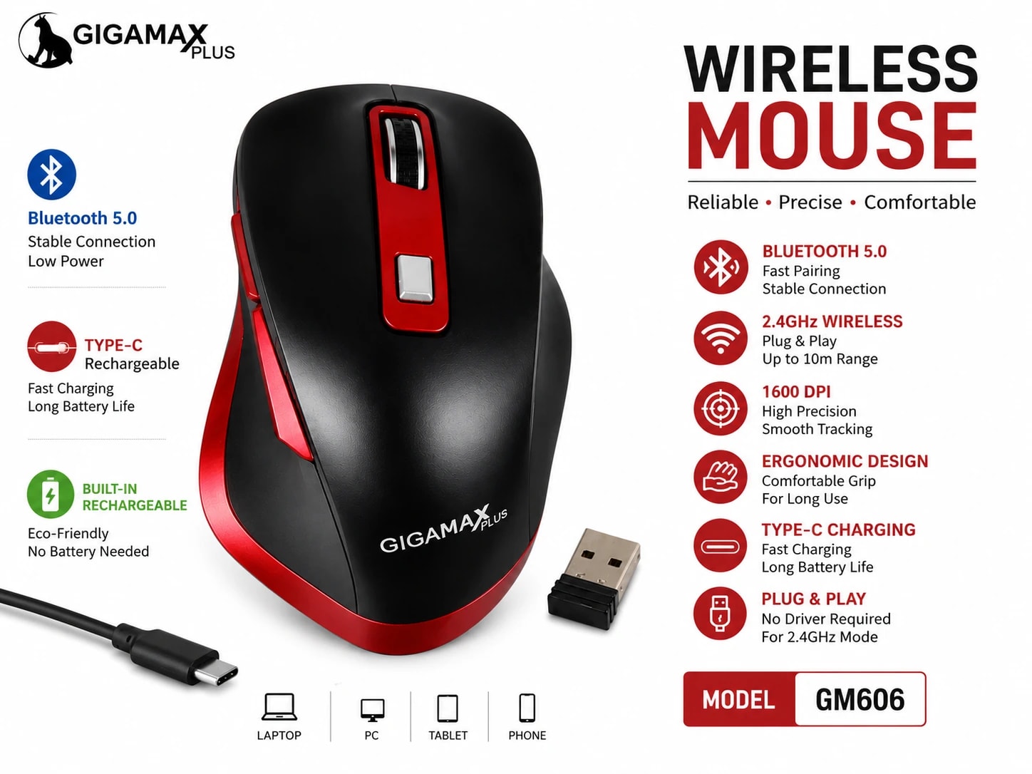 WIRELESS + CHARGER MOUSE 606
