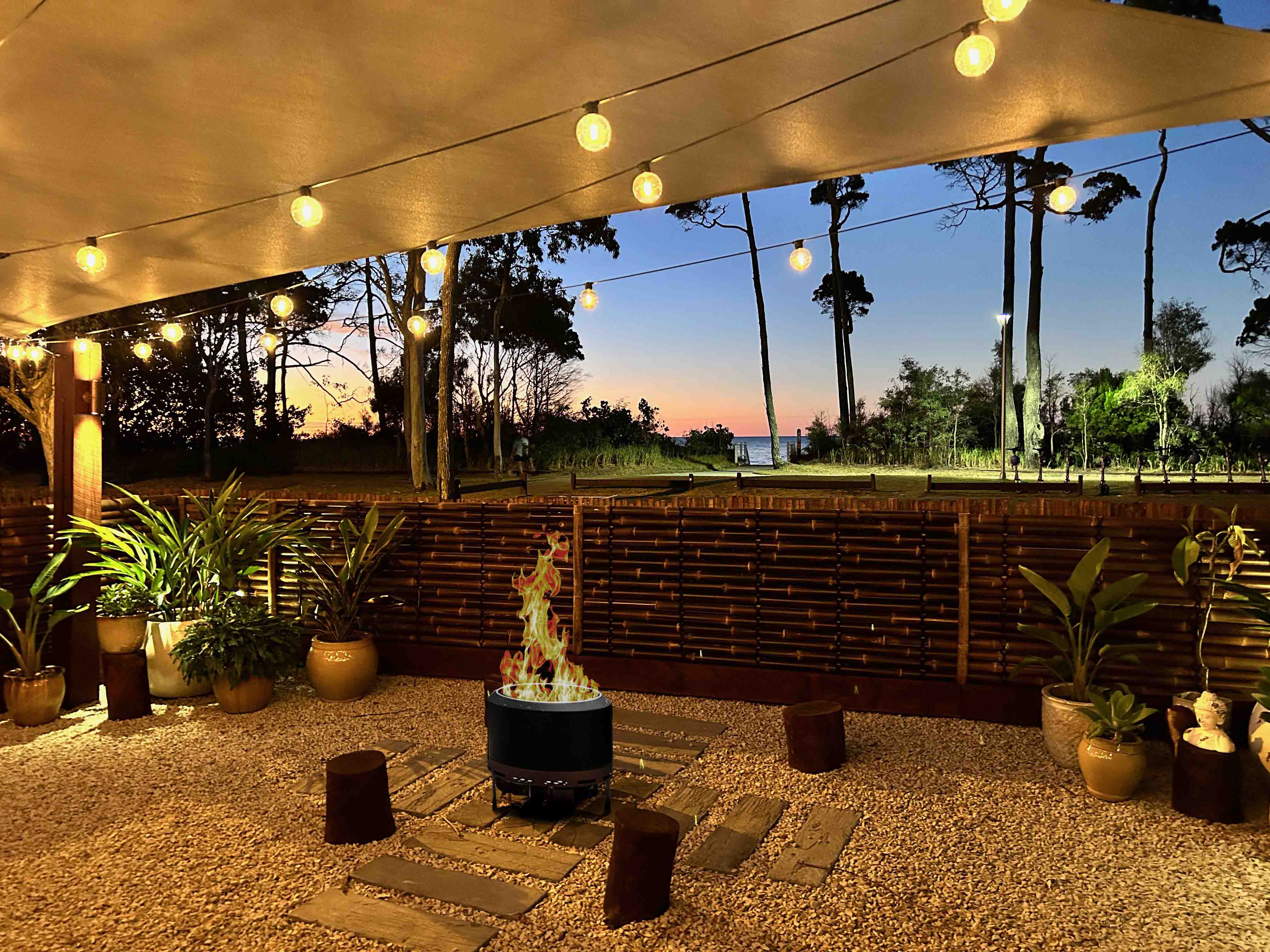 Vila Paus beachfront villa deck with ocean views, Hervey Bay