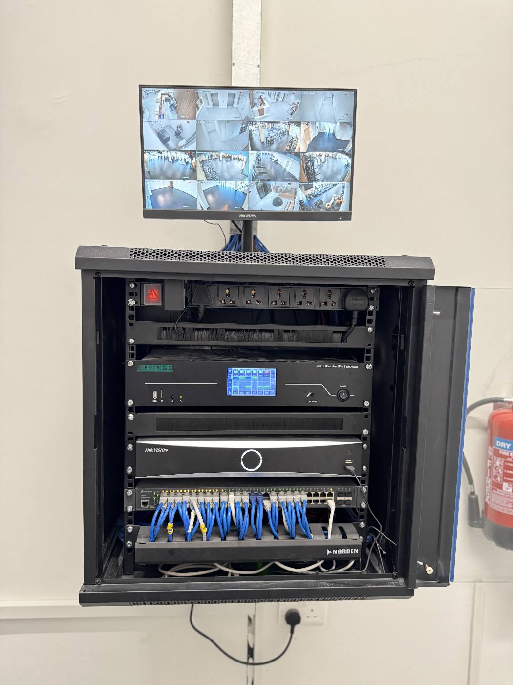 CCTV camera beside cable tray