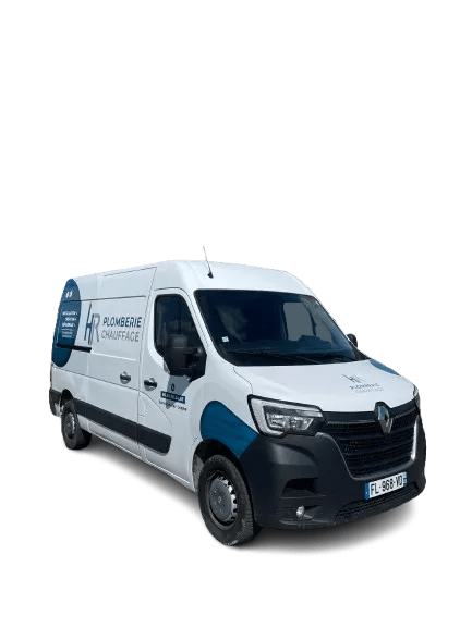 Camion de face HR Plomberie Chauffage — fourgon plombier chauffagiste Corcoué-sur-Logne