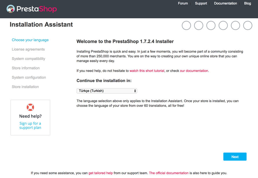 Prestashop kurulum asistani