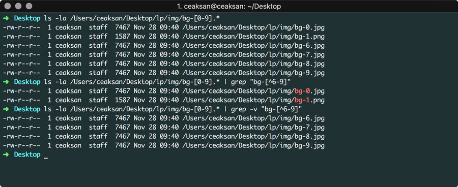 Ls grep wildcards