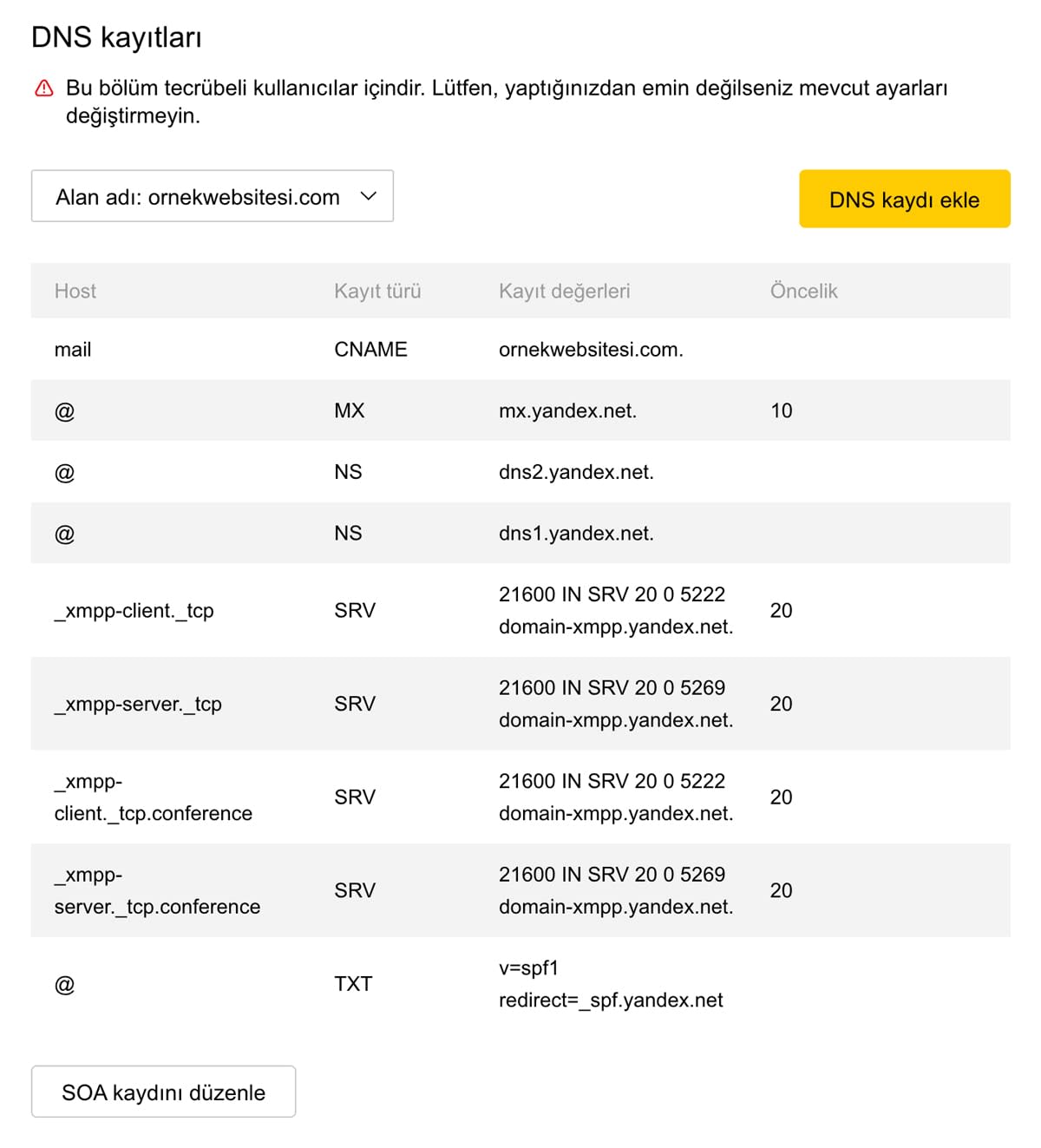 Yandex kurum mail ayarlari