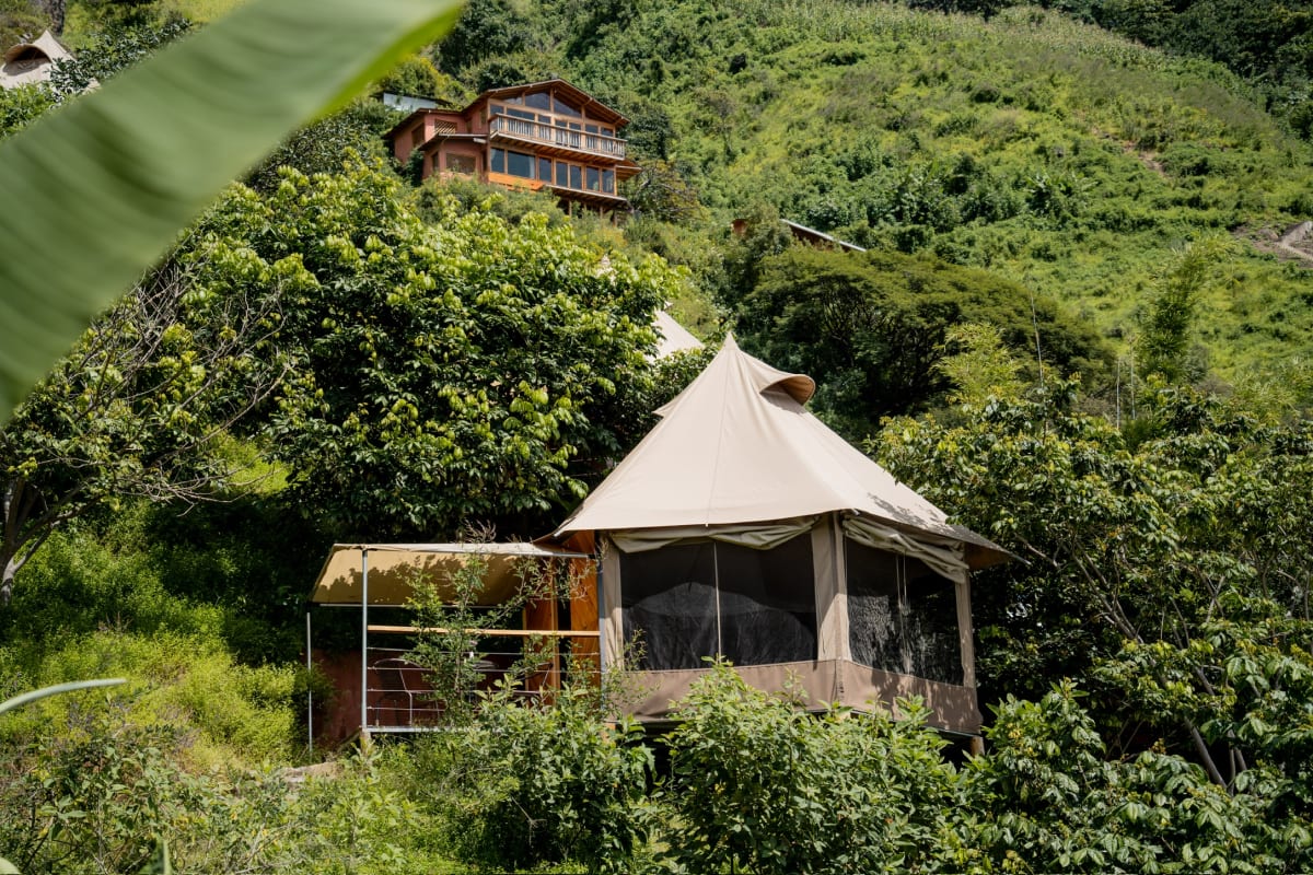 Locally sourced natural materials used in construction at Fuego Atitlan, San Marcos La Laguna