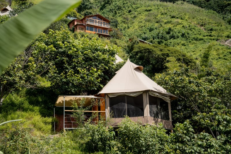 Locally sourced natural materials used in construction at Fuego Atitlan, San Marcos La Laguna