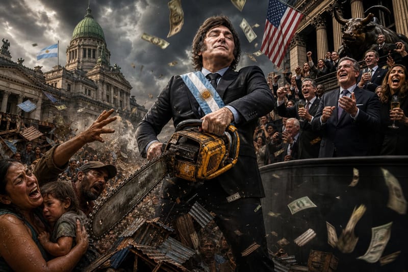 Milei's Chainsaw Cuts Argentina's Poor While Wall Street Applauds