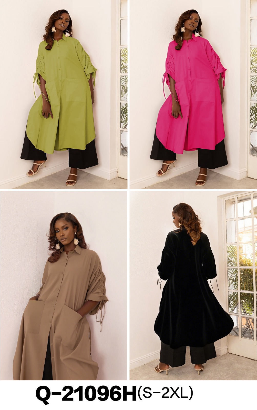 Long-Sleeve Oversized Button-Down Shirt Dress