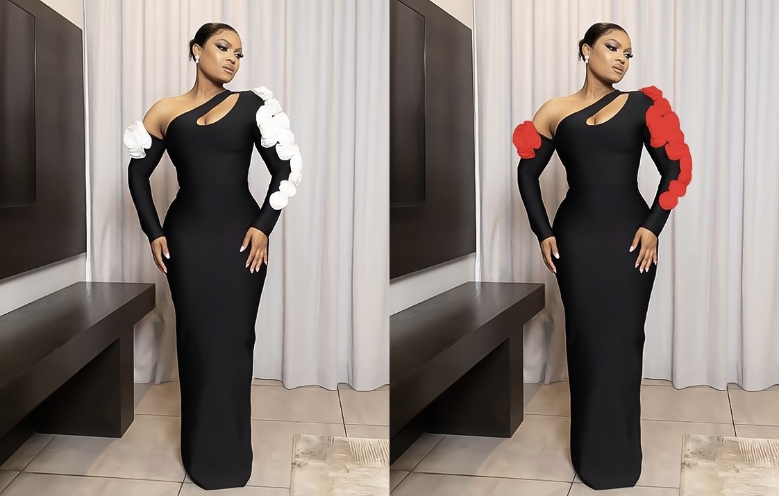 One-Shoulder Floral Accent Maxi Dress