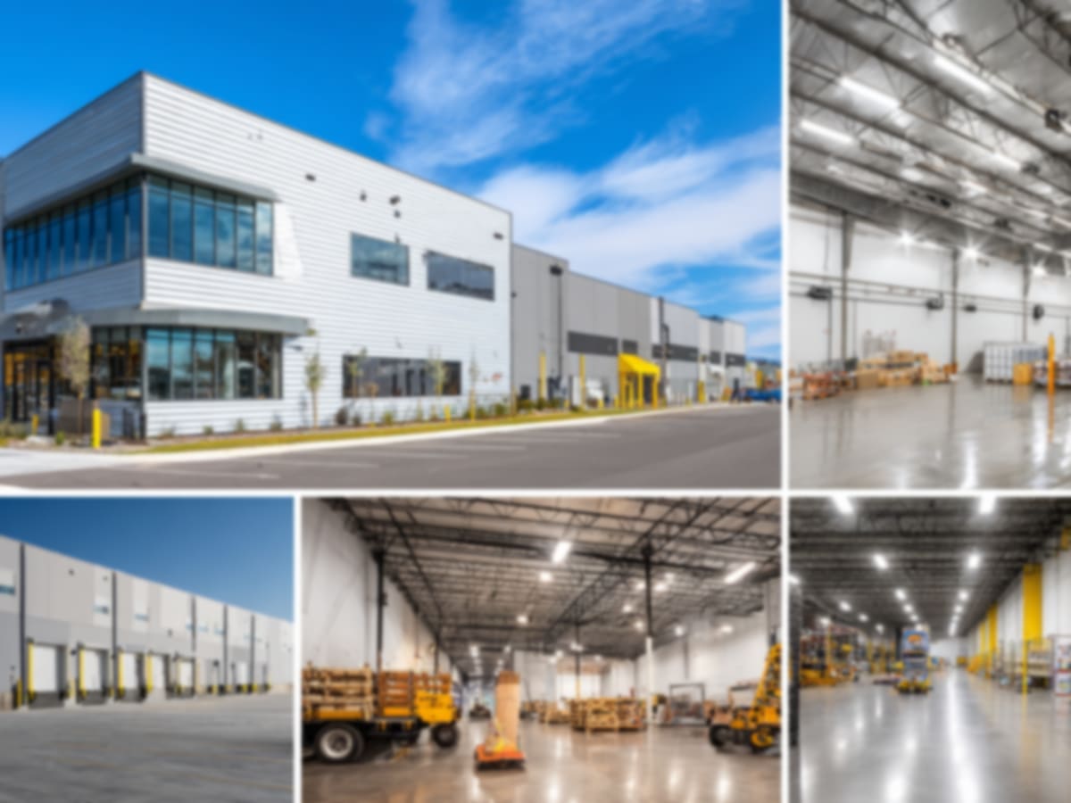 Commercial painting crew working on a large facility