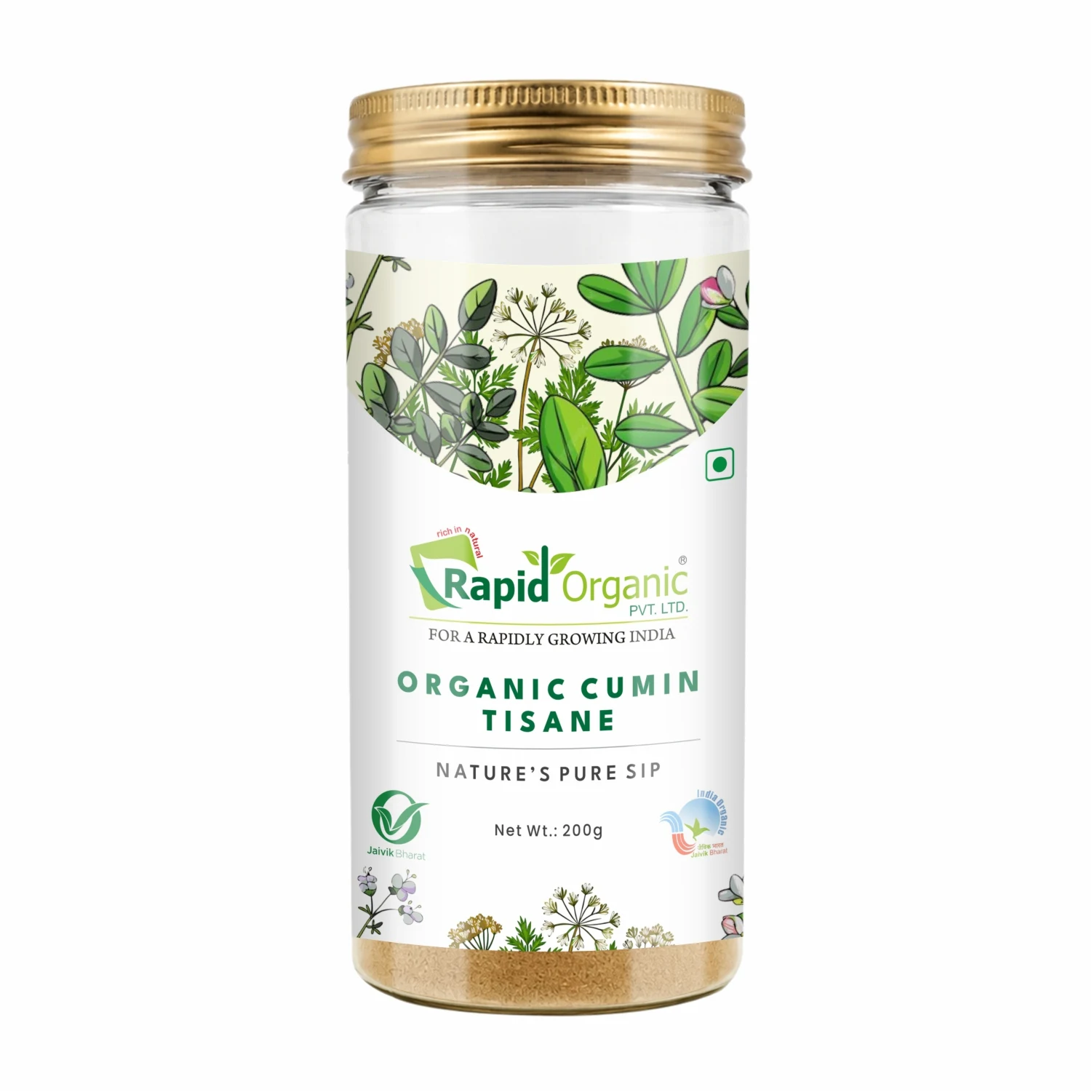 Organic Cumin Tisane | Caffeine-Free Jeera Herbal Drink | Natural Herbal Infusion|200gm