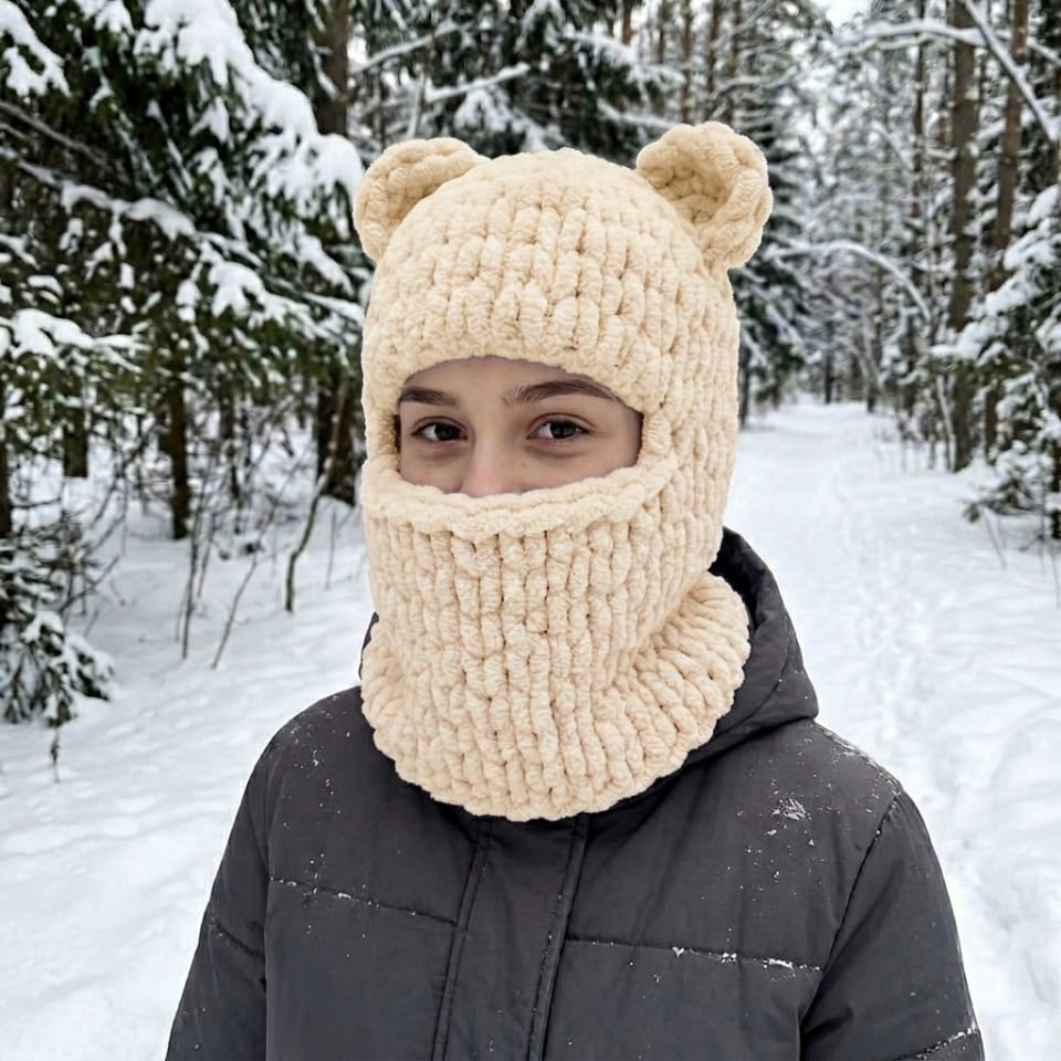 Плюшева балаклава Ведмедик