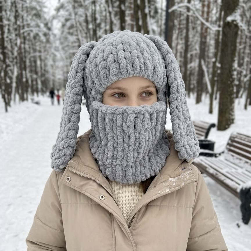 Плюшева балаклава Зайчик