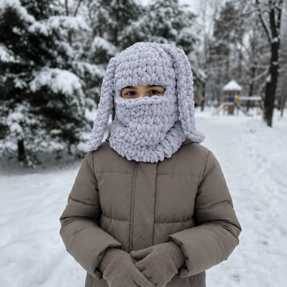 Плюшева балаклава Зайчик