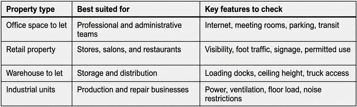 How to Choose a Business Property to Let