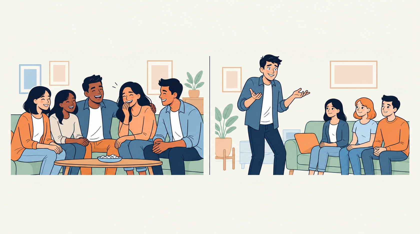 Jestermaxxing illustrated by a young man using exaggerated humor in a social group