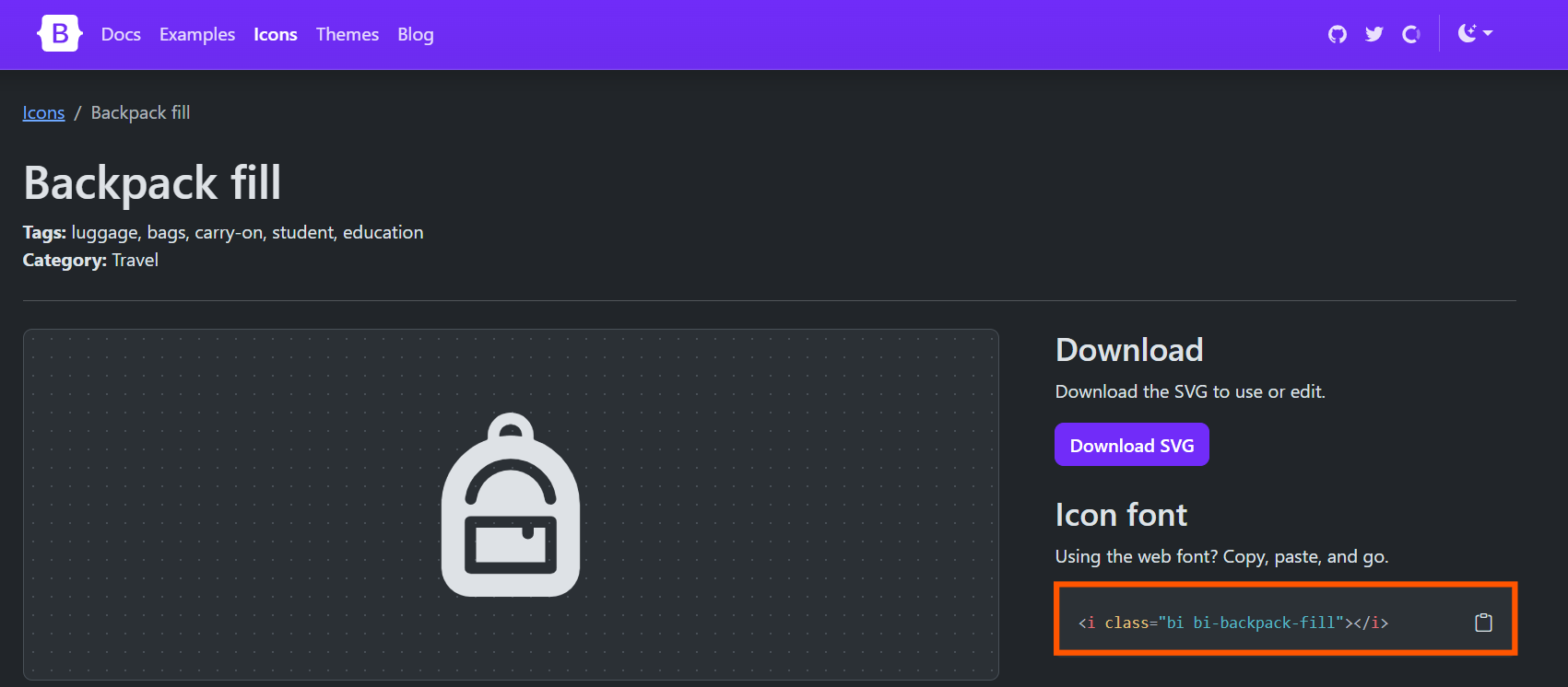 This image is a screenshot of a backpacking website made in Power Pages that shows a backpack icon in the website header