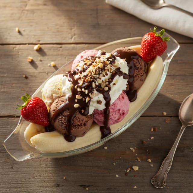 Bananasplit med chokladssås