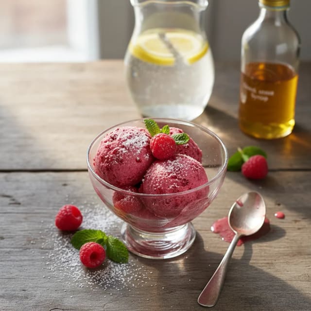 Hallonsorbet