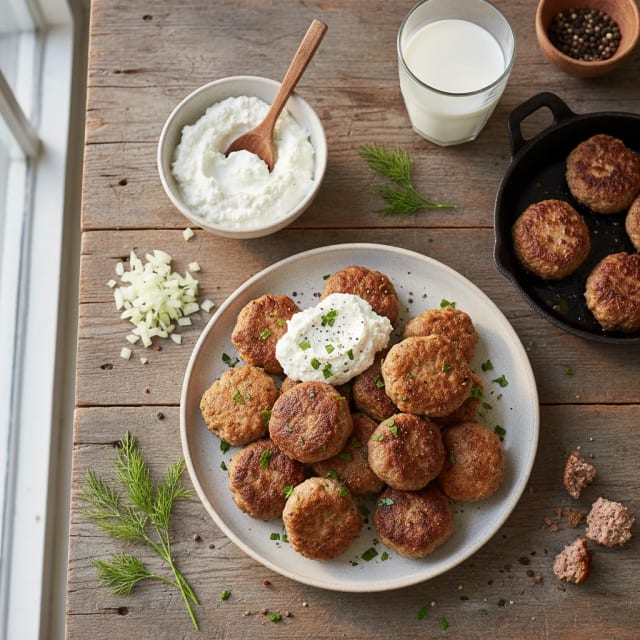 Hemgjorda köttbullar med kvargost