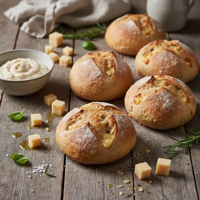 Surdegs Bröd bullar med Ost