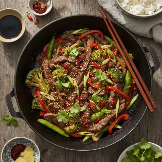 Wok med Nötkött och Ostronsås