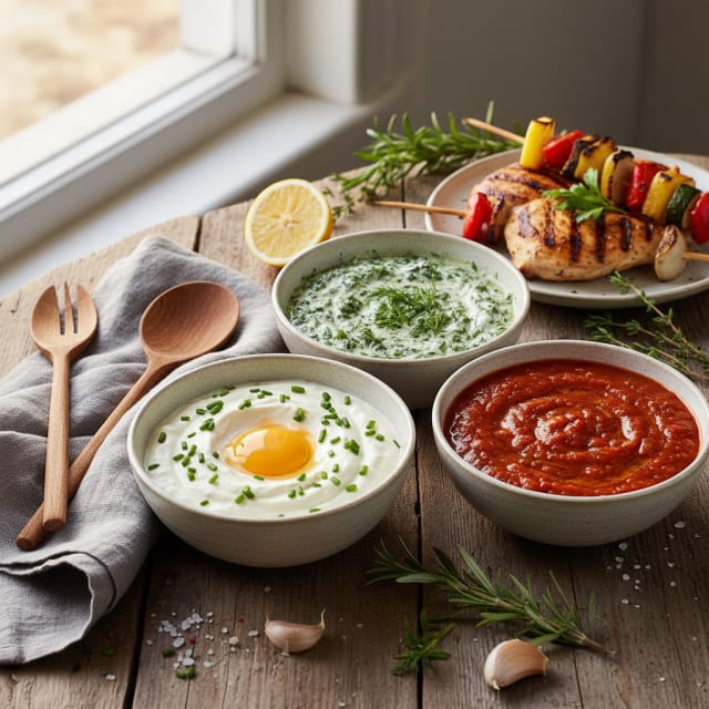 Tre såser till grillat