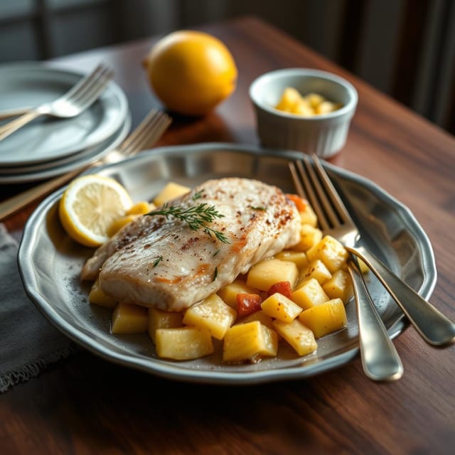 Ugnsstekt kyckling med potatis, citron och örter