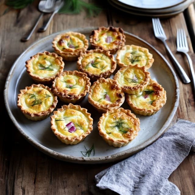 Mini-Västerbottenpajer med Dill och Rödlök