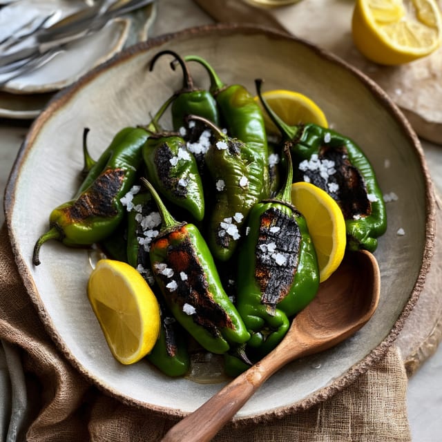 Stekta Padrónpaprikor med Havssalt och Citron