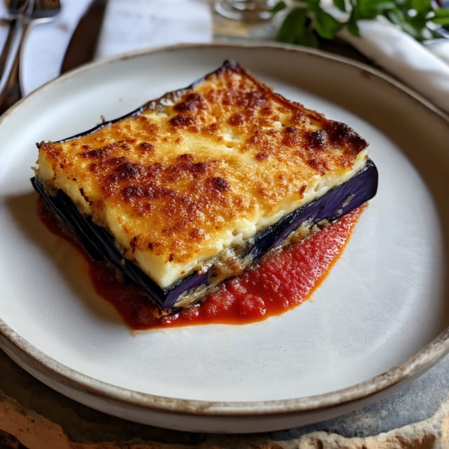 Vegetarisk Moussaka med Krämig Béchamel