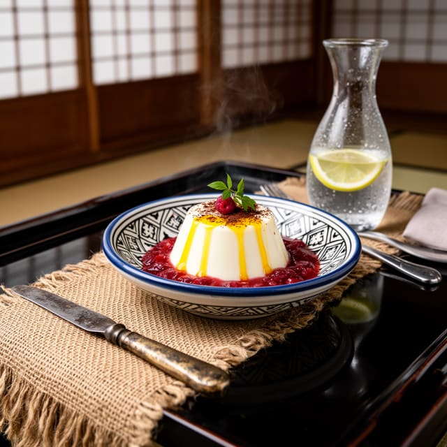 Saffranspannacotta med rabarberkompott