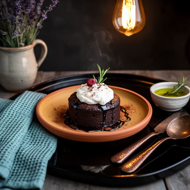 Rökig chokladkladdkaka från grillen med havssaltad grädde