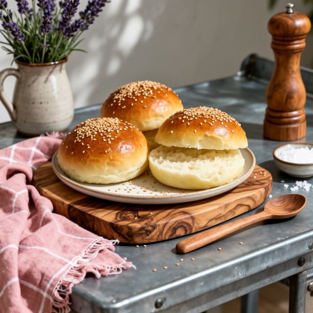 Surdegs Hamburgerbröd med Potatis och Sesam
