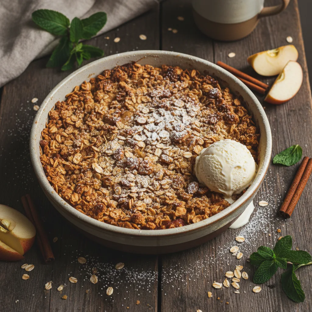 Äppelcrumble med havre