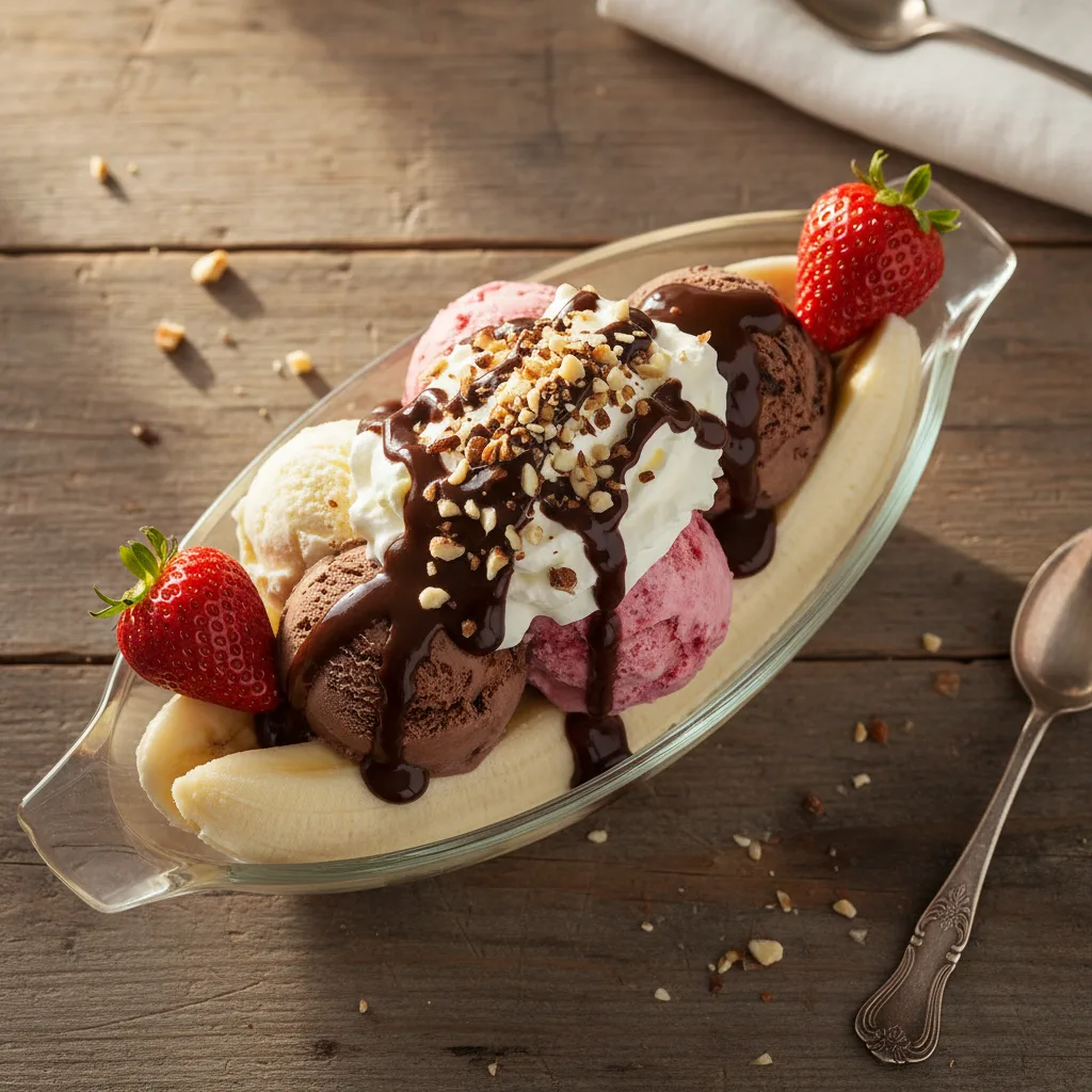 Bananasplit med chokladsås