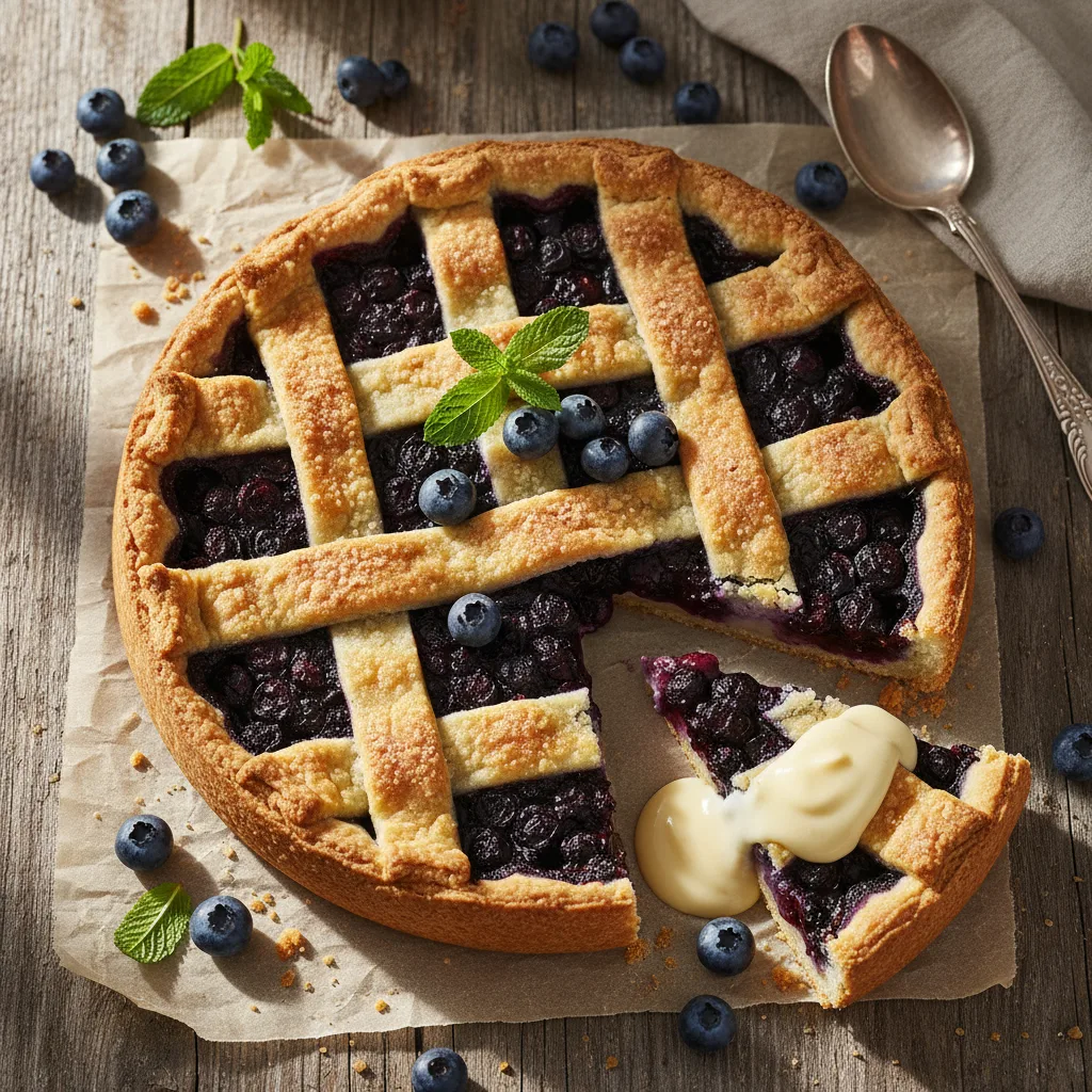 Blåbärspaj med vaniljsås