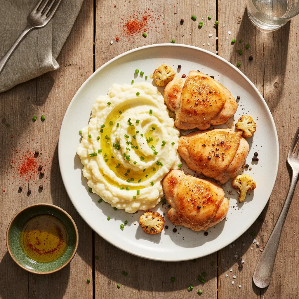 Blomkålsmos med ugnskycklinglår