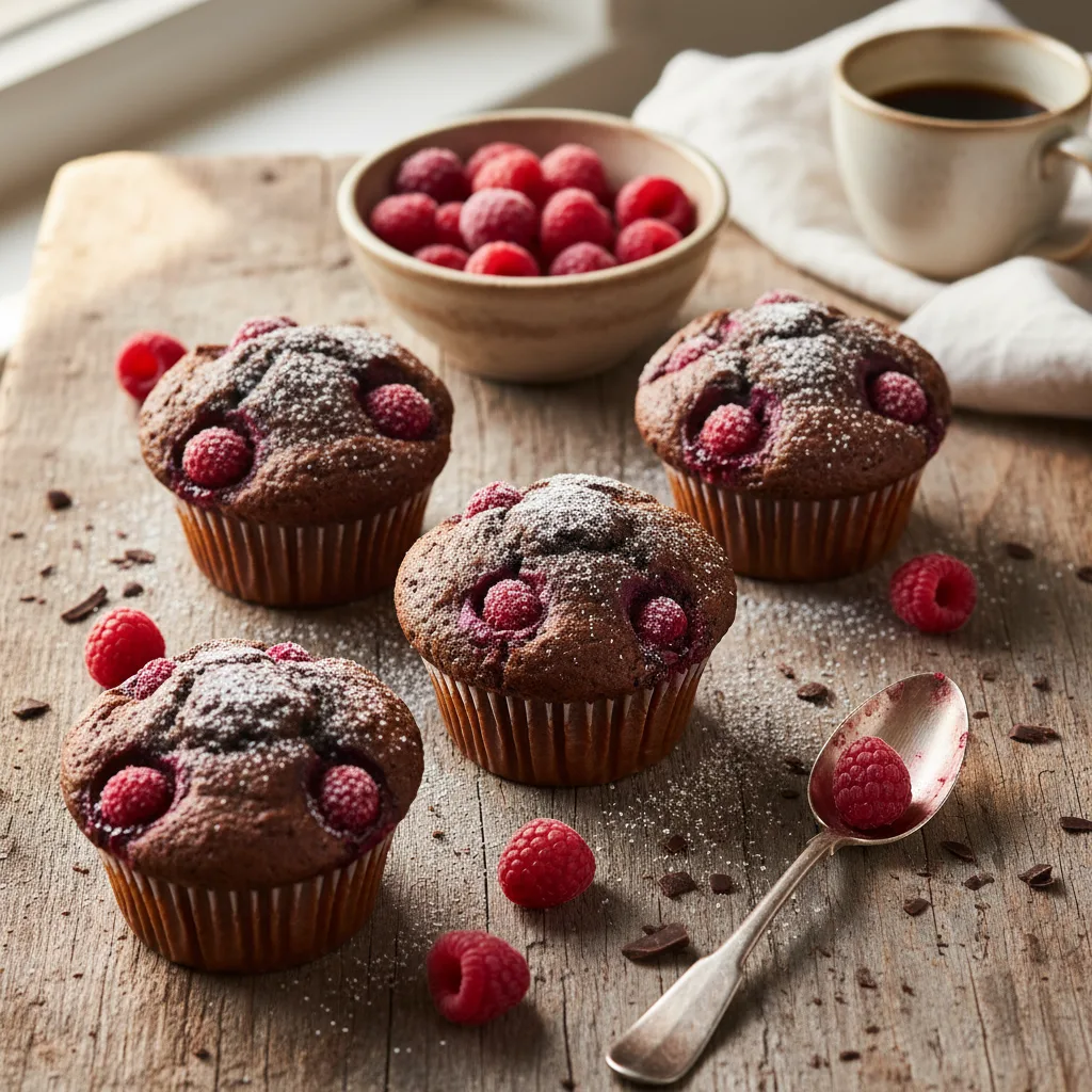 Chokladmuffins med hallon