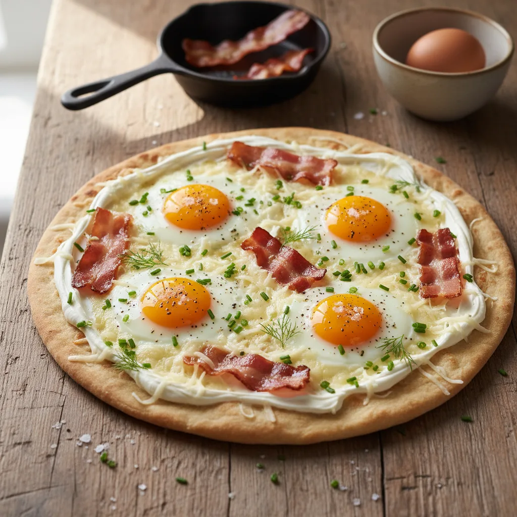 Frukostpizza med ägg