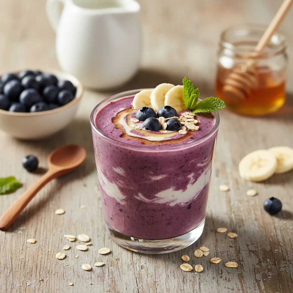 Frukostsmoothie med blåbär och banan