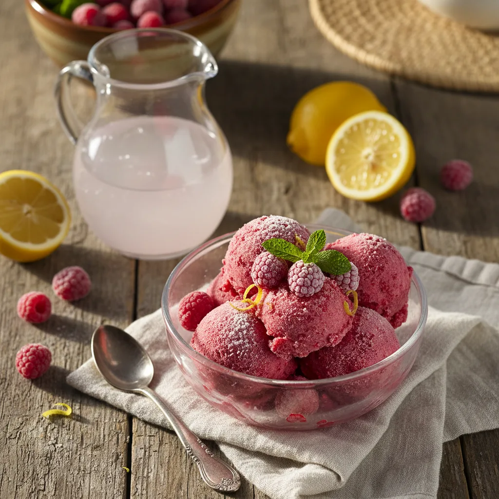 Hallonsorbet